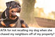 Neighbors Trespassed To Play With Her Dogs, But Her Rottweiler Chased Them Off Before She Could Stop It