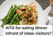 Visitors Drop By During Dinner Without Notice, So Husband Keeps Eating And Wife Calls Him Rude