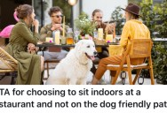 His Friend Made Reservations To Sit Outside At A Restaurant, But He Insisted On Dining Indoors Away From The Dogs