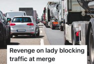 A Woman Drove Like A Jerk When People Were Trying To Merge, So This Driver Decided Not To Let Her Into His Lane