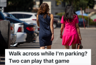 Two Pedestrians Walk In Front Of His Car As He’s Trying To Park, So He Wasted Their Time When They Were Trying To Drive Away