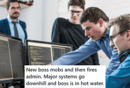 New Boss Immediately Began Forcing Changes And Fired A Key Developer, So He Ends Up Taking Their Entire System Down Because He Was The Only One Who Could Fix It