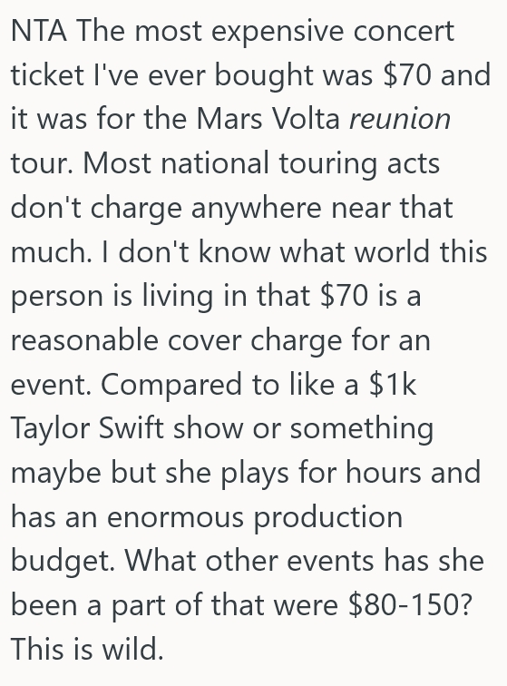 2025 02 25 18 45 43 Her Friend Tried To Guilt Her Into Buying A Ticket To Her Expensive Upcoming Concert, But She Told Her Friend That She Wasnt a Real Artist