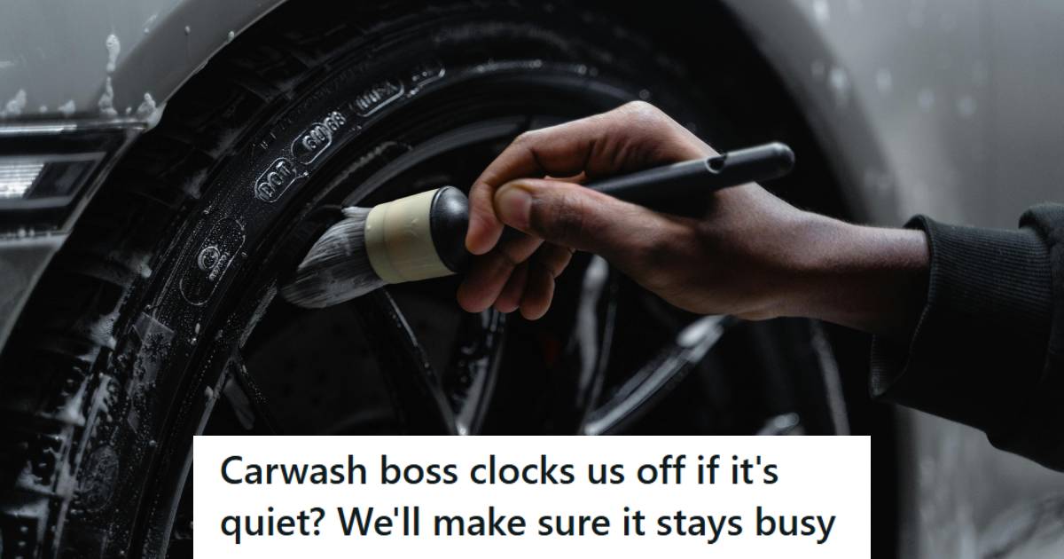 worker washing a car tire