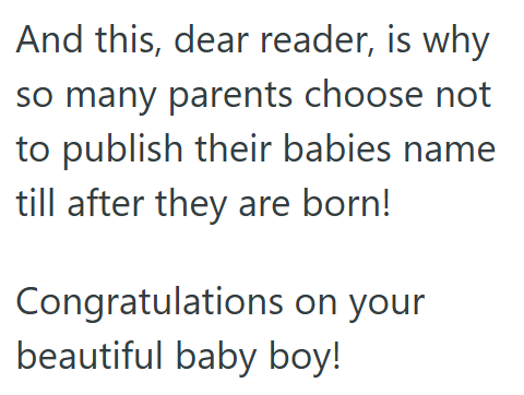 Comment 3 81 Couple Made The Mistake Of Telling Sister In Law The Name They Picked For Their Child, And She Stole The Name. But When The Couple Stuck With The Name They Had Chosen, She Got Upset.