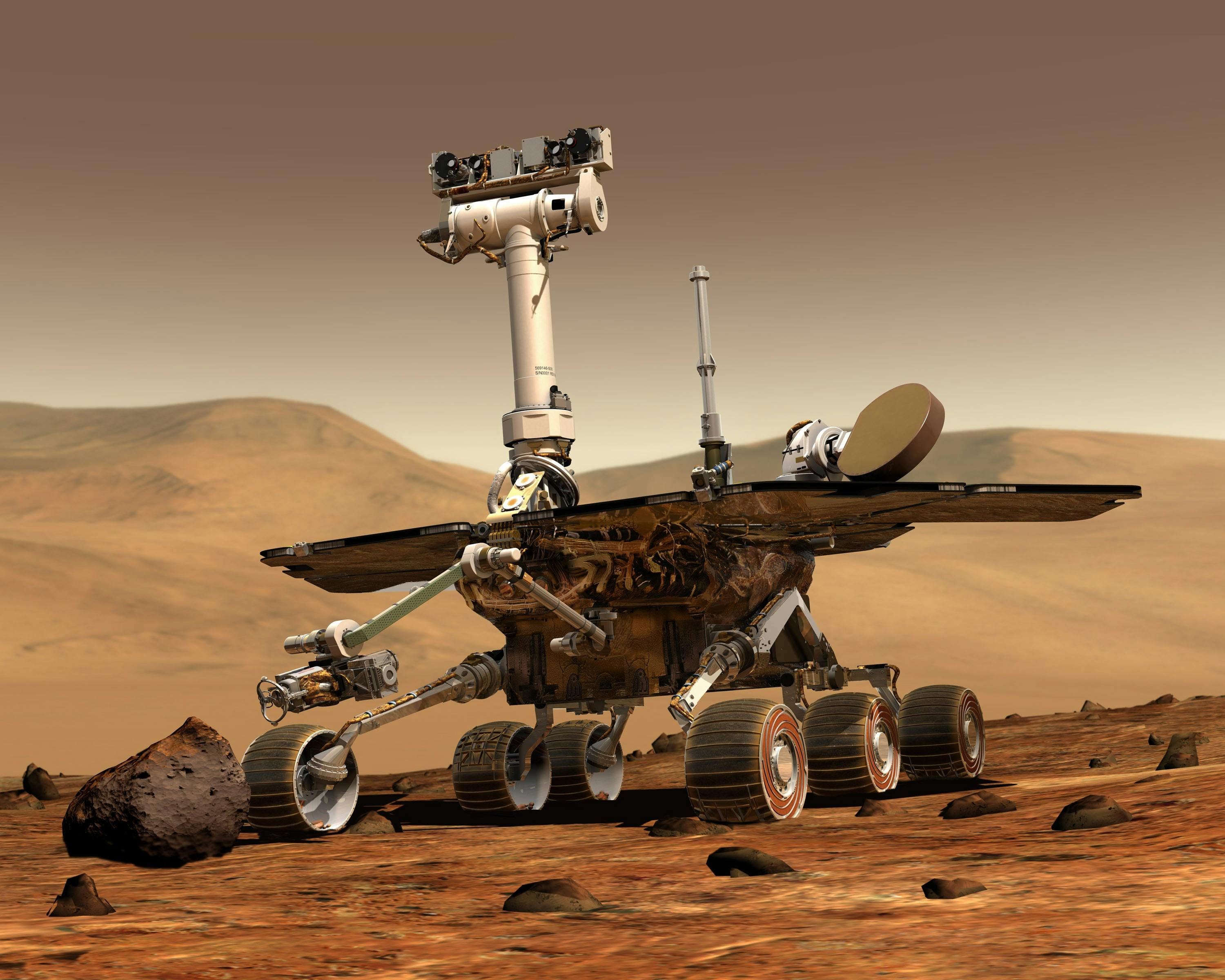 Mars rovers on the surface of the planet