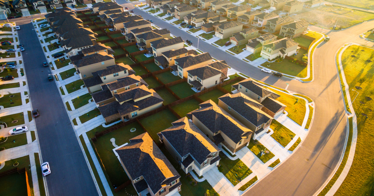Overhead shot of the suburbs