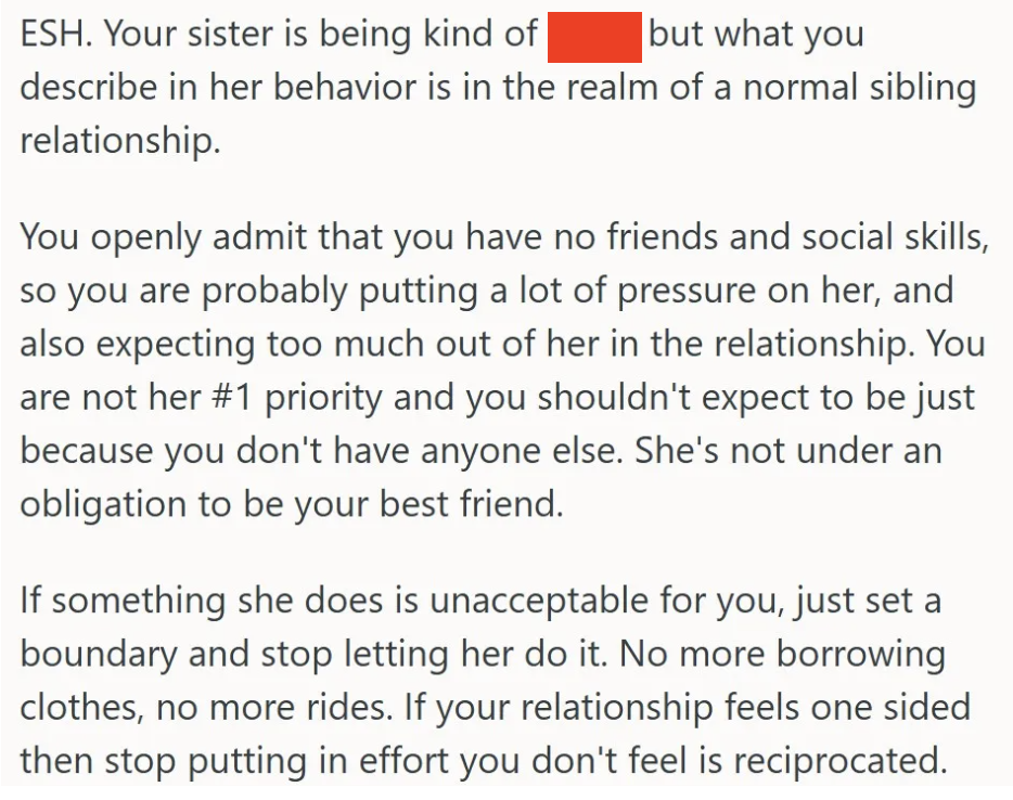 Screenshot 2025 03 06 at 6.08.02 PM Young Woman Told Her Sister That She Felt That Their Relationship Was One Sided, And Now The Sister Is Upset About It