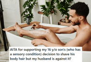 Son Decided He Wanted To Shave His Legs Because He Has A Sensory Issue And Doesn’t Like The Way The Hair Feels, But His Dad Was Furious When He Found Out