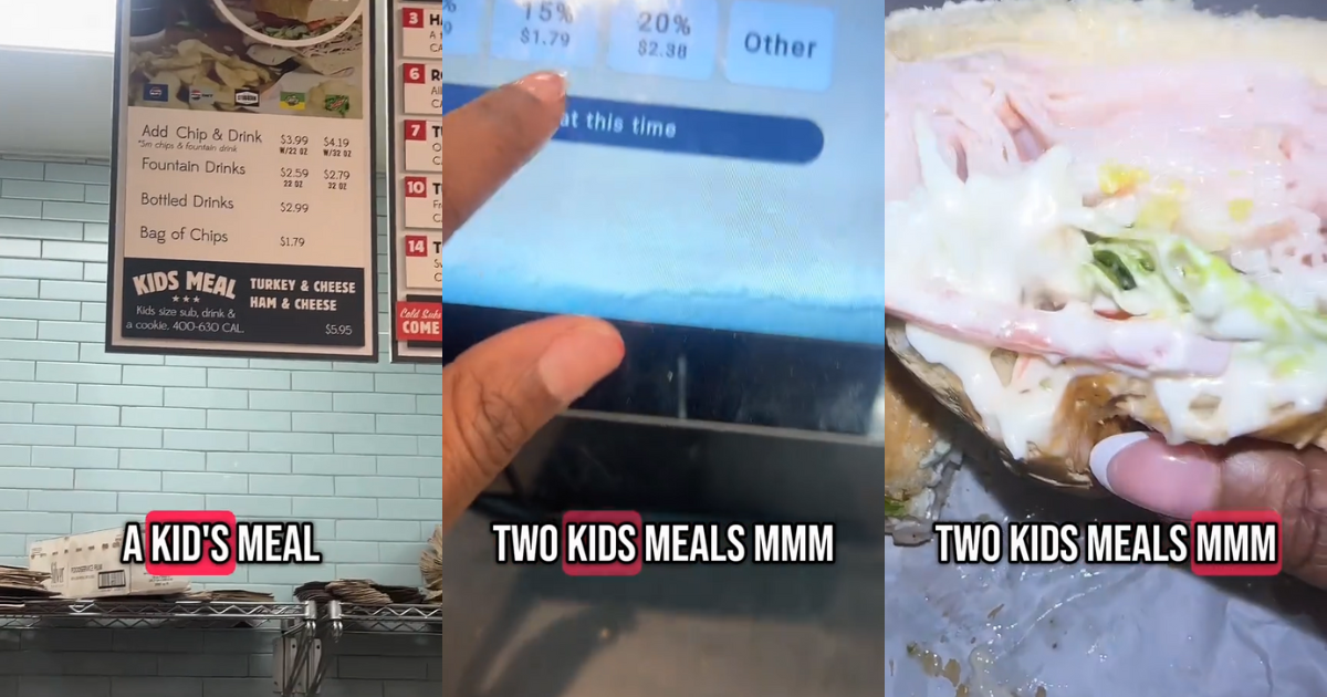 Jersey Mikes Customer Shows How You Can Get A Lot Of Food If You Order Kids Meals SOURCE: tiktok.com/@berri2blessd/