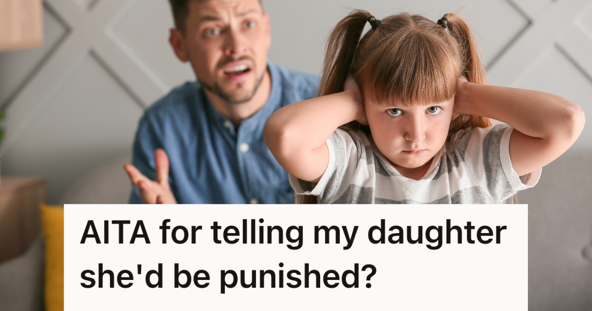 little girl covering her ears to not listen to her dad