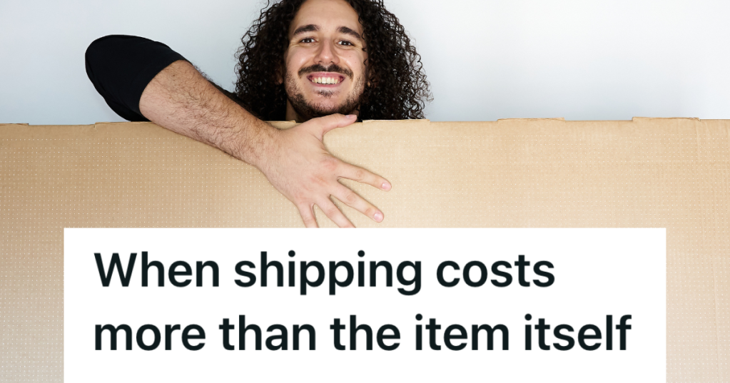 smiling man behind large package