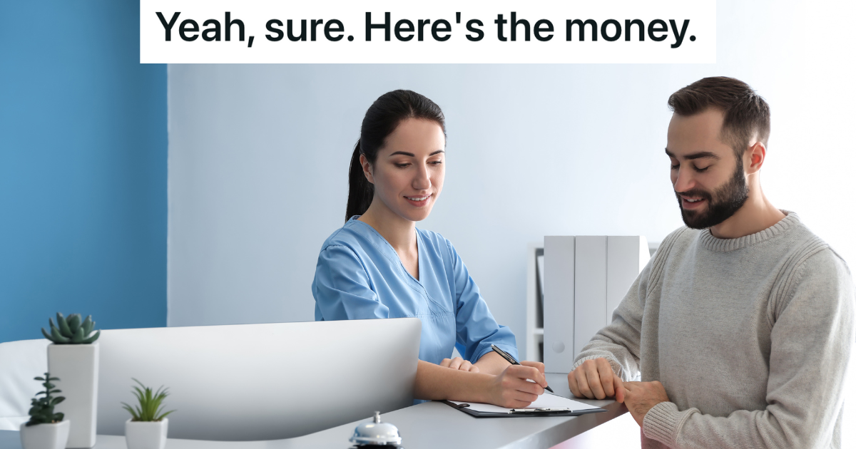 man waiting to sign paperwork