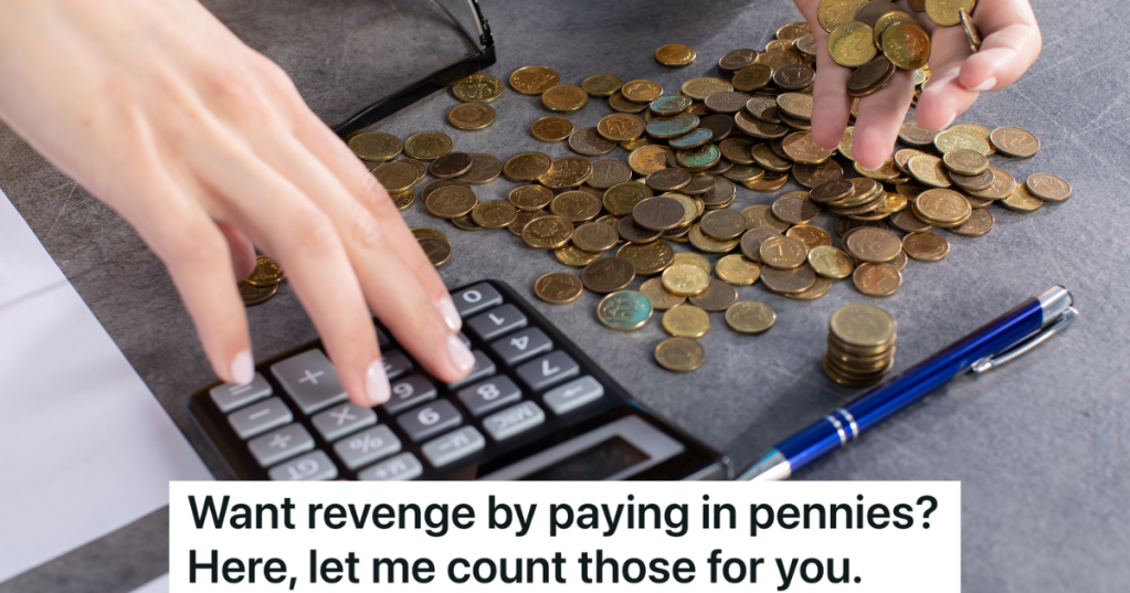 Person counting pennies