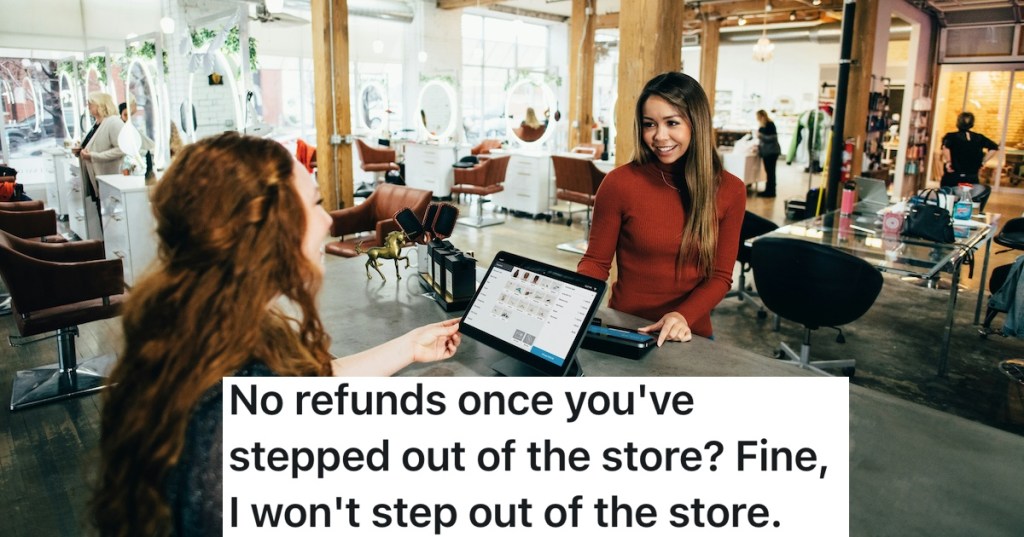 woman checking out at store