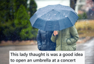 A Woman At An Outdoor Concert Opened Her Umbrella And Blocked Everyone’s View, So This Tall Music Lover Maneuvered His Way In Front Of Her And Returned The Favor