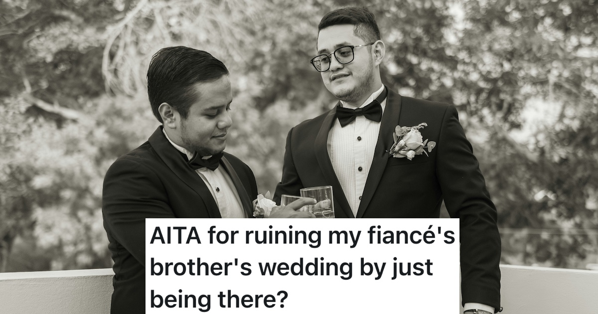 Couple Attended A Wedding With An Invite And Plus One, But Still Felt Like Wedding Crashers Around Their Own Family two men at wedding