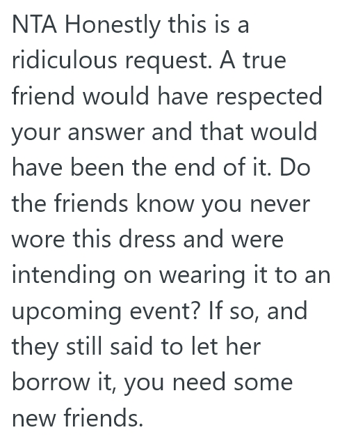 2025 03 12 21 10 35 She Is Saving Her New Dress For A Special Occasion, But Her Friend Is Trying To Talk Her Into Letting Her Wear It