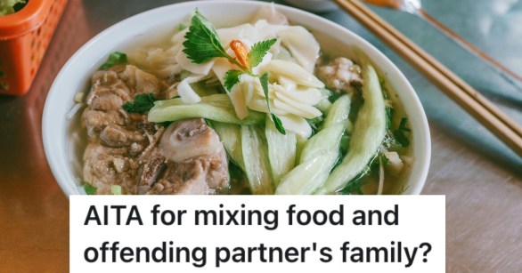 Vietnamese Pho with meat, vegetables, and chopsticks