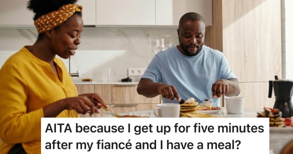 Couple eating breakfast together