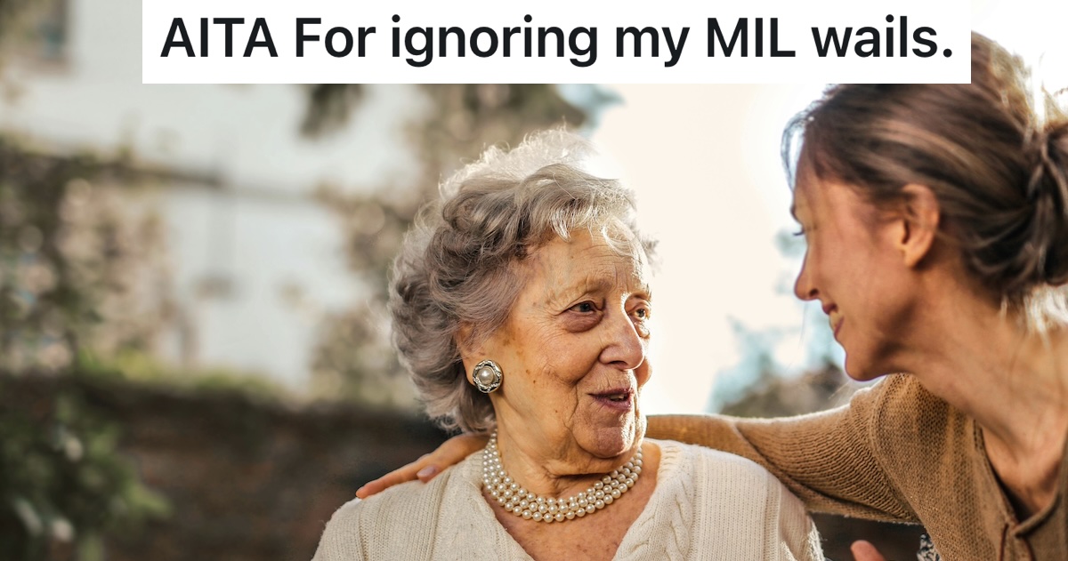 young woman puts her arm around elderly woman