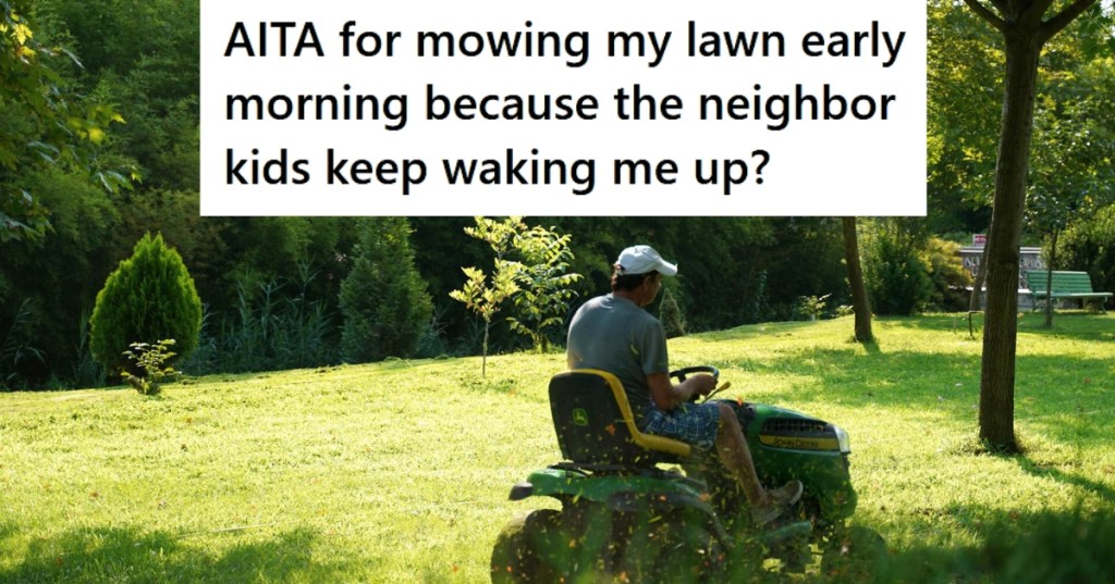 man on riding lawnmower