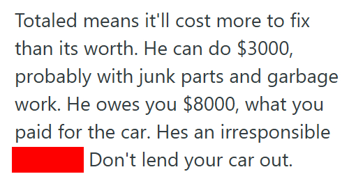 Audi 4 He Let His Cousin Borrow His Car, But Then The Car Got Totaled. So He Asked His Cousin For $7K To Replace It, But The Cousin Insists They Can Fix It For $3K.
