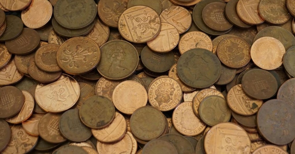 Old English penny and two penny coins