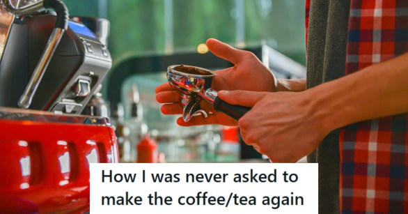 Man getting ready to put a scoop of coffee in machine