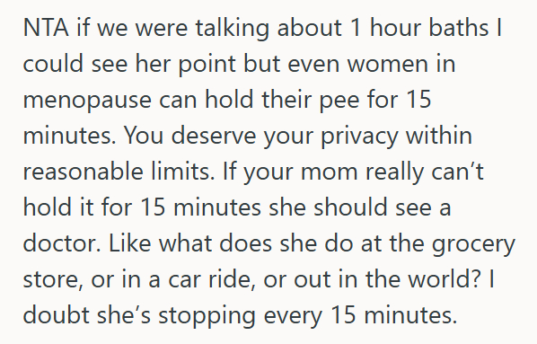 Door Lock 1 Woman’s Mom Insists On Entering The Bathroom While She Showers, So The Daughter Wants To Lock The Door But Her Mom Got Upset And Said No