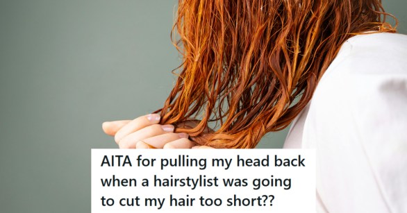 Woman scrunching her red, wet hair