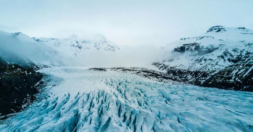 An ice sheet amongst glaciers