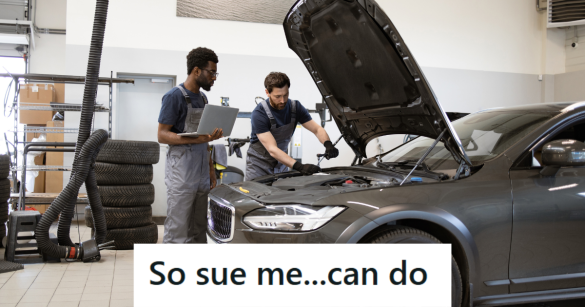 two mechanics working on car