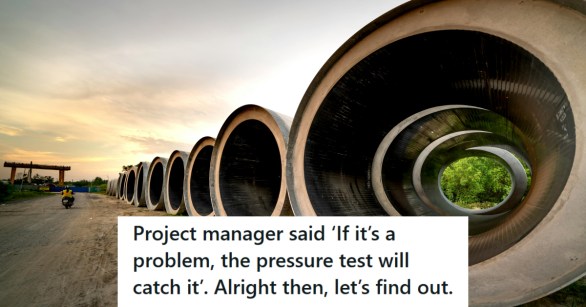 Row of large pipes being installed for sewer