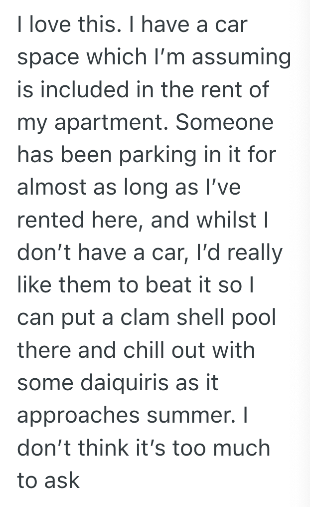 Screenshot 2025 03 06 at 3.48.41 PM A Mystery Car Kept Blocking A Reserved Parking Space, So A Renter Found A Creative Way To Teach The Owner A Lesson