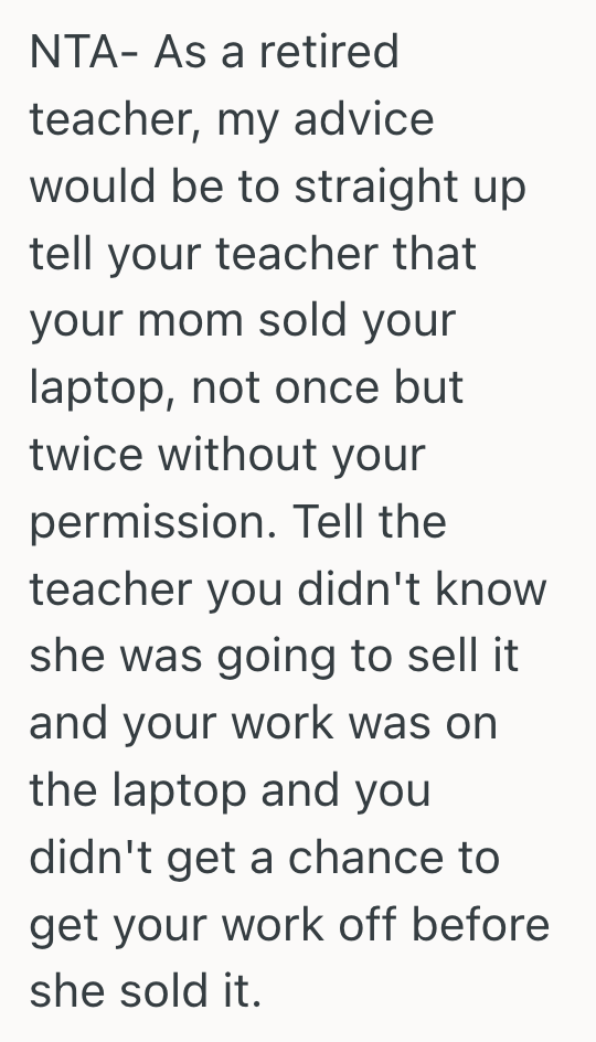Screenshot 2025 03 12 at 11.54.06 AM Her Father Gifted Her A New School Laptop, But Her Irresponsible Mother Traded It For Quick Cash. Now This Teen Is Grappling With A Betrayal And A Looming Deadline.