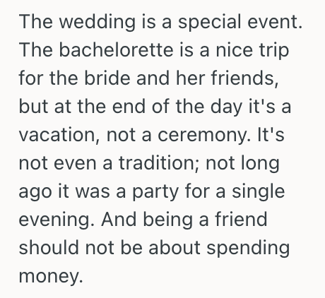 Screenshot 2025 03 17 at 1.43.25 PM Woman Didnt Want To Go On A Long And Expensive Trip For Her Friends Bachelorette Party, So The Group Started Guilt Tripping Her