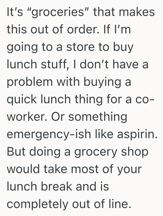 Screenshot 2025 03 24 at 8.57.24 PM Womans Coworker Wants Her To Go Grocery Shopping For Her The Next Time Shes There, But She Doesnt Want To Set A Trend She Cant Undo