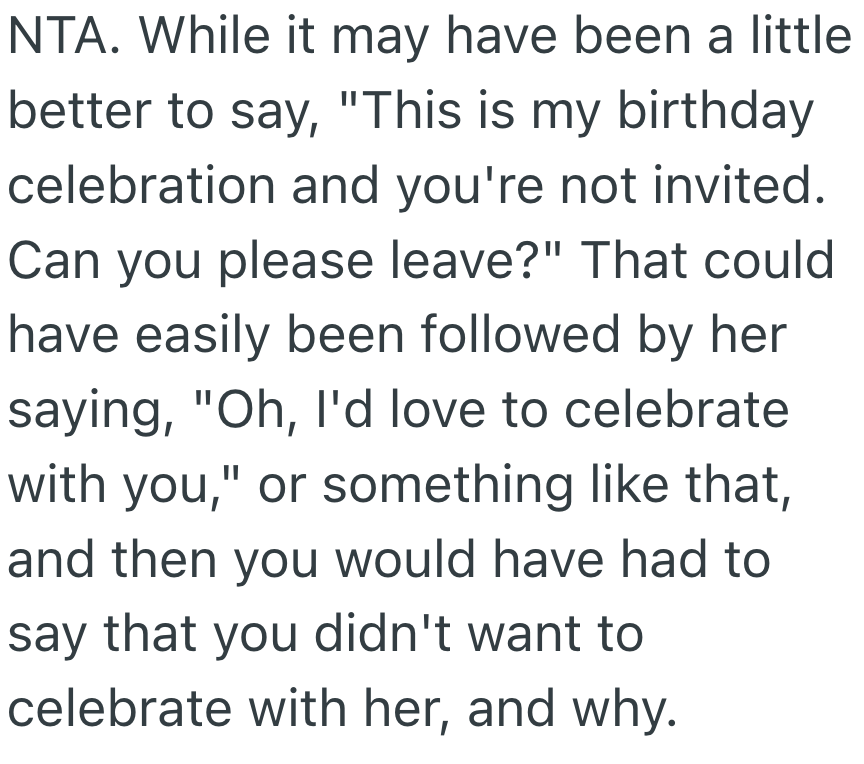 Screenshot 2025 03 25 at 1.13.33 PM Birthday Girl Ran Into A Bad Ex Coworker At The Bar And Told Her To Go Away, But Now Shes Worried She Was Rude