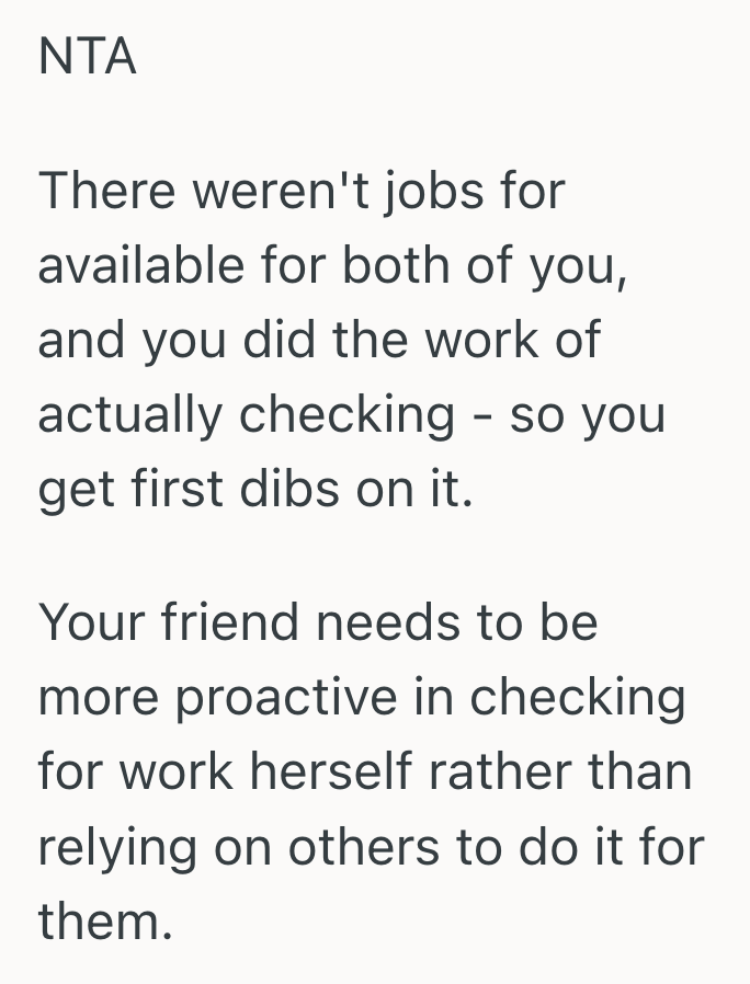 Screenshot 2025 03 28 at 12.15.46 PM One Employee Took Advantage Of An Opportunity To Get More Hours, But Her Work Friend Saw It As A Betrayal