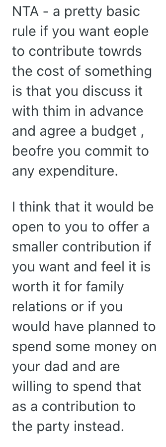 Screenshot 2025 03 28 at 5.19.23 PM Her Family Expects Her To Chip In A Lot of Money For Her Dads Birthday, But She Told Them She Doesnt Think So