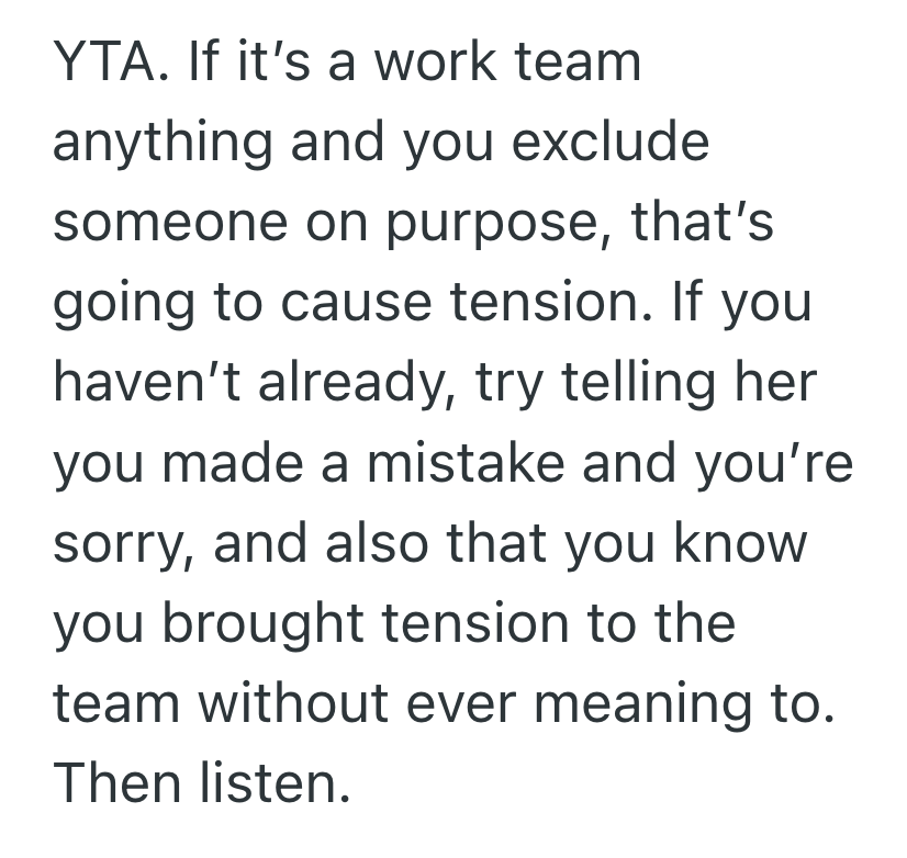 Screenshot 2025 03 31 at 11.14.15 PM Employee Didnt Invite A Team Member To A Team Meal Because Of Her Limited Diet, And Now Hes Panicking That He Made A Big Mistake
