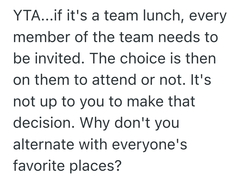 Screenshot 2025 03 31 at 11.14.42 PM Employee Didnt Invite A Team Member To A Team Meal Because Of Her Limited Diet, And Now Hes Panicking That He Made A Big Mistake
