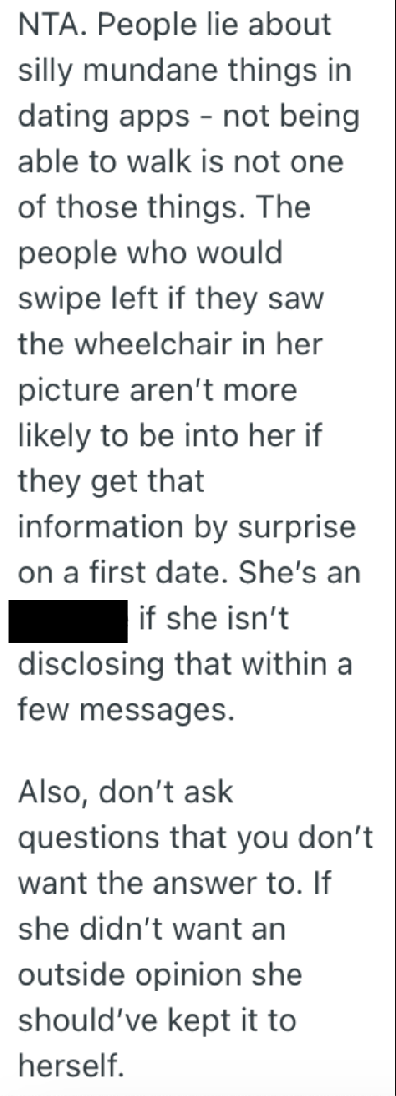 Screenshot 2025 04 07 at 2.04.09 PM Wheelchair Bound Coworker Lied On Dating Apps, But When One Of Her Coworkers Said It Was Wrong, She Told Them To Mind Their Own Business