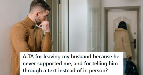 Man watching his woman walk out the door forever