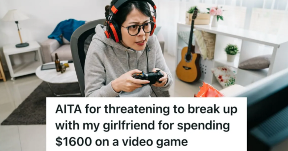 woman wearing headphones plays a video game