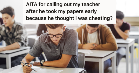 male students taking a test in school