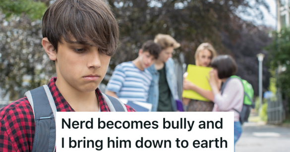 friends gossiping about sad high school boy