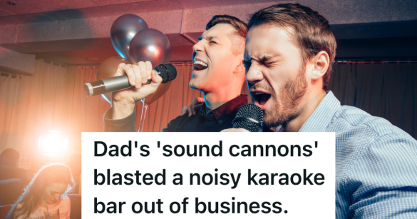 two men sing into microphones