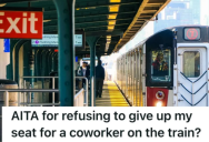 Employee Was Happy To Find An Open Seat On The Train, But When His Female Coworker Got On The Train, She Thought He Should Give Up His Seat For Her